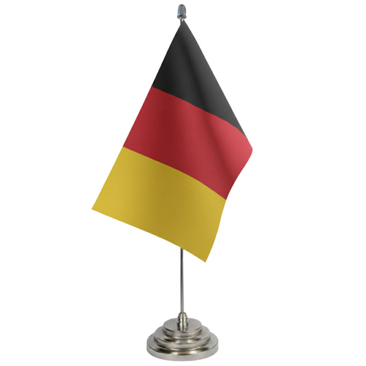 Germany Table Flag - Double Sided Polyester Fabric Flag With Stainless Steel Stand - Desk Flag - International Table Flag - Europe Country | FlasghipPK