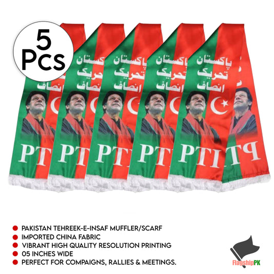 PTI Muffler - Premium Silk Fabric - Digital Printing - Pakistan Tehreek-e-Insaf Strip - Bulk Pack