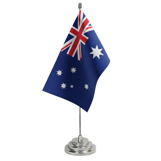 Australia Table Flag - Double Sided Polyester Fabric Flag With Stainless Steel Stand - Desk Flag - Iceland Country | FlasghipPK