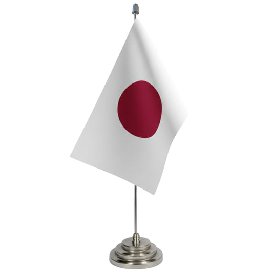 Japan Table Flag - Double Sided Polyester Fabric Flag With Stainless Steel Stand - Desk Flag - International Table Flag - Europe Country | FlasghipPK